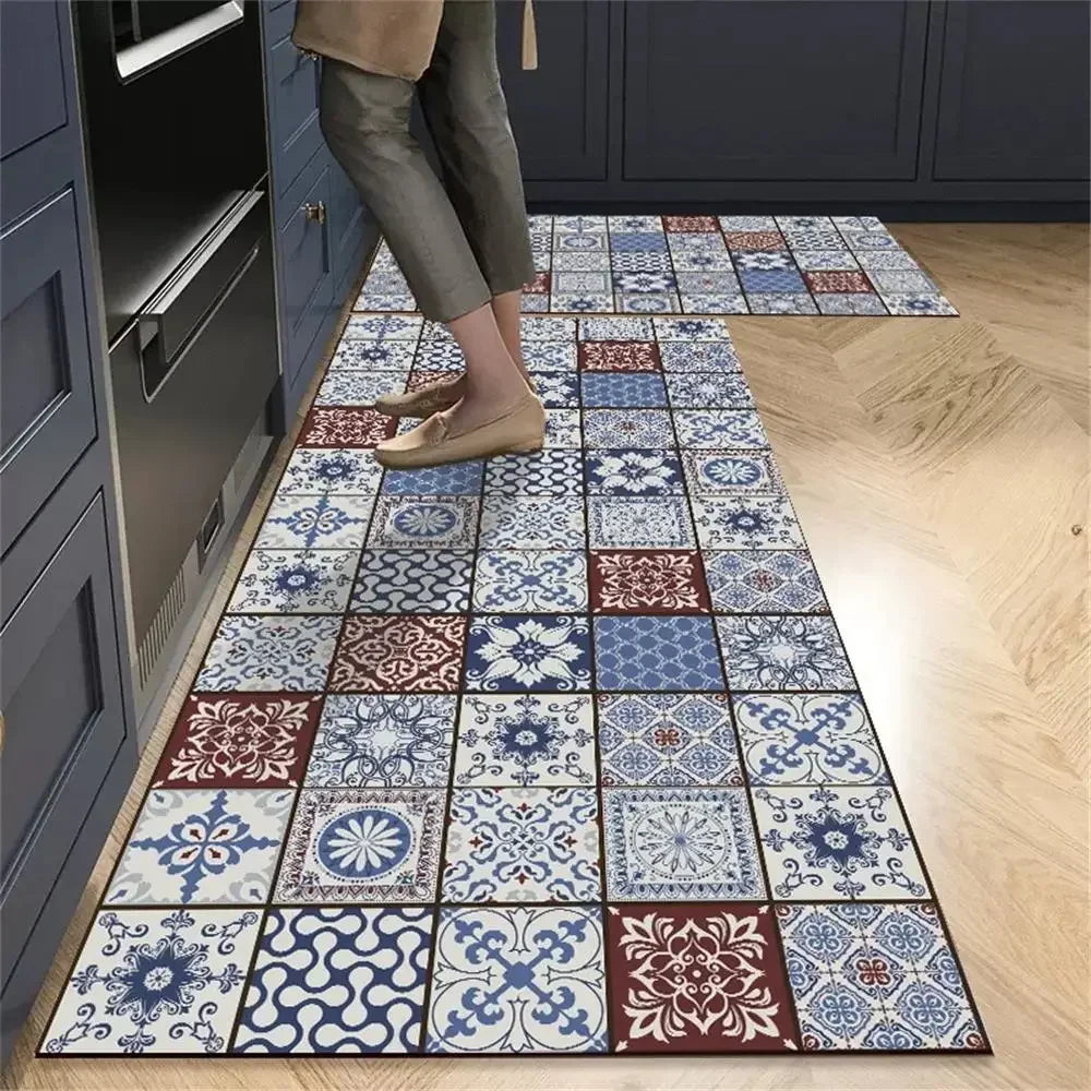 VIKAMA 1/2 peças Tapete Vintage para Cozinha, Sala de Estar, Quarto, Tapete de Corredor Antiderrapante, Capacho de Entrada, Decoração para Casa
