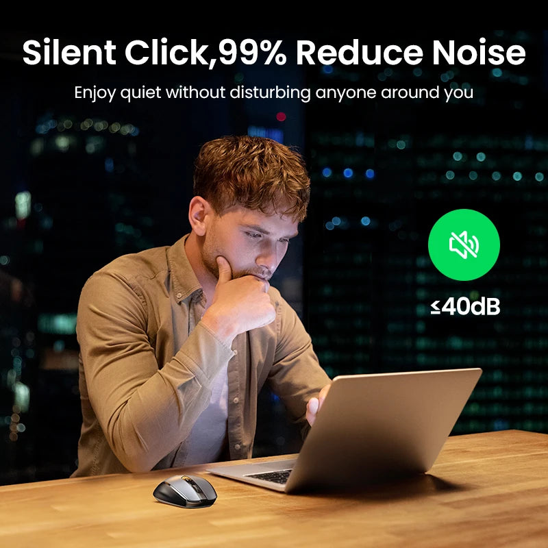 Ugreen mouse ergonômico sem fio 4000 dpi silencioso 6 botões para macbook tablet portátil mudo ratos silencioso 2.4g mouse