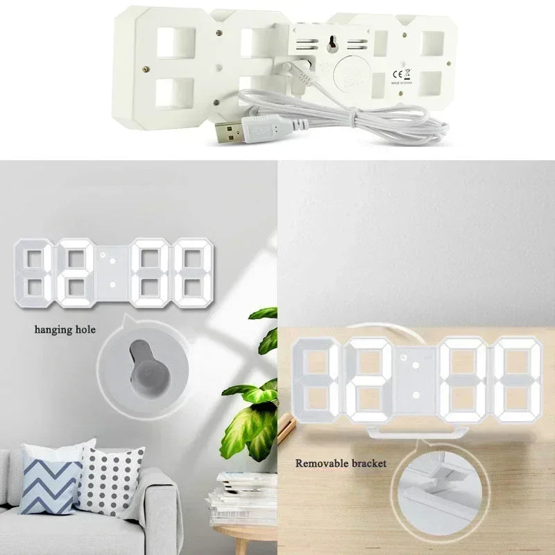 Relógio de mesa digital montado na parede relógio de mesa eletrônico decorativo com modo luminoso ajustável despertadores digitais mesa led