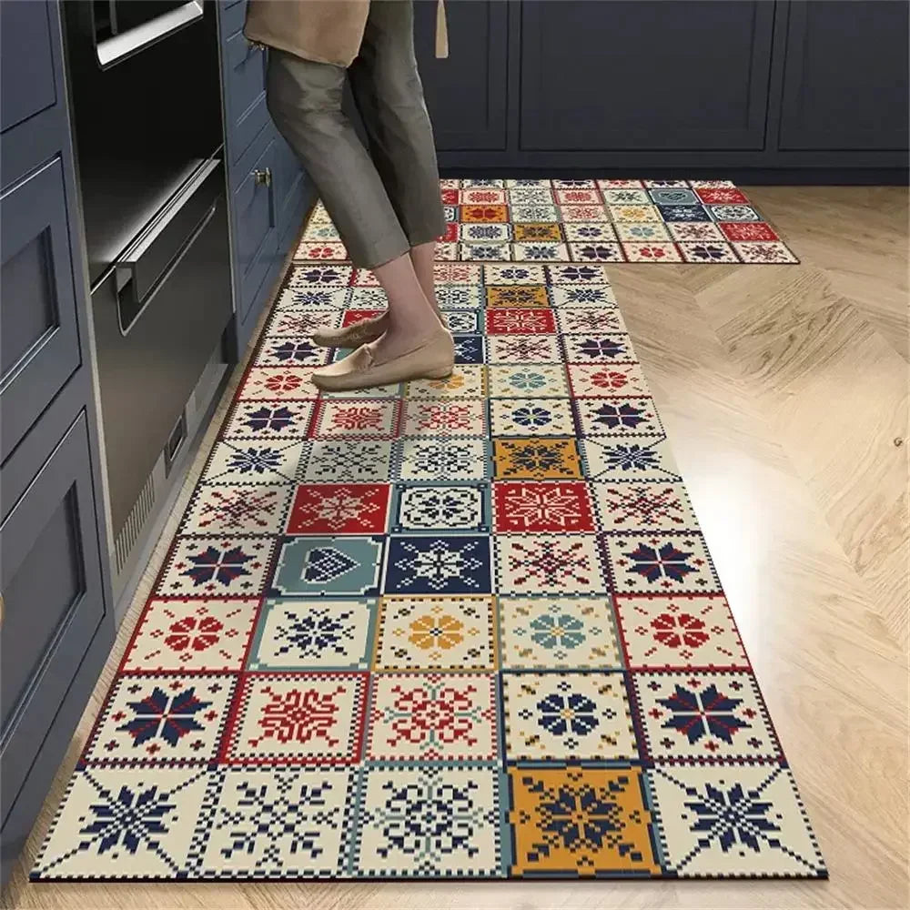 VIKAMA 1/2 peças Tapete Vintage para Cozinha, Sala de Estar, Quarto, Tapete de Corredor Antiderrapante, Capacho de Entrada, Decoração para Casa