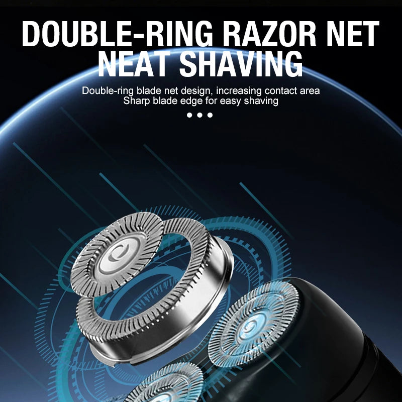 Barbeador portátil elétrico masculino, barbeador de duas cabeças, barbeador multifuncional com carregamento USB