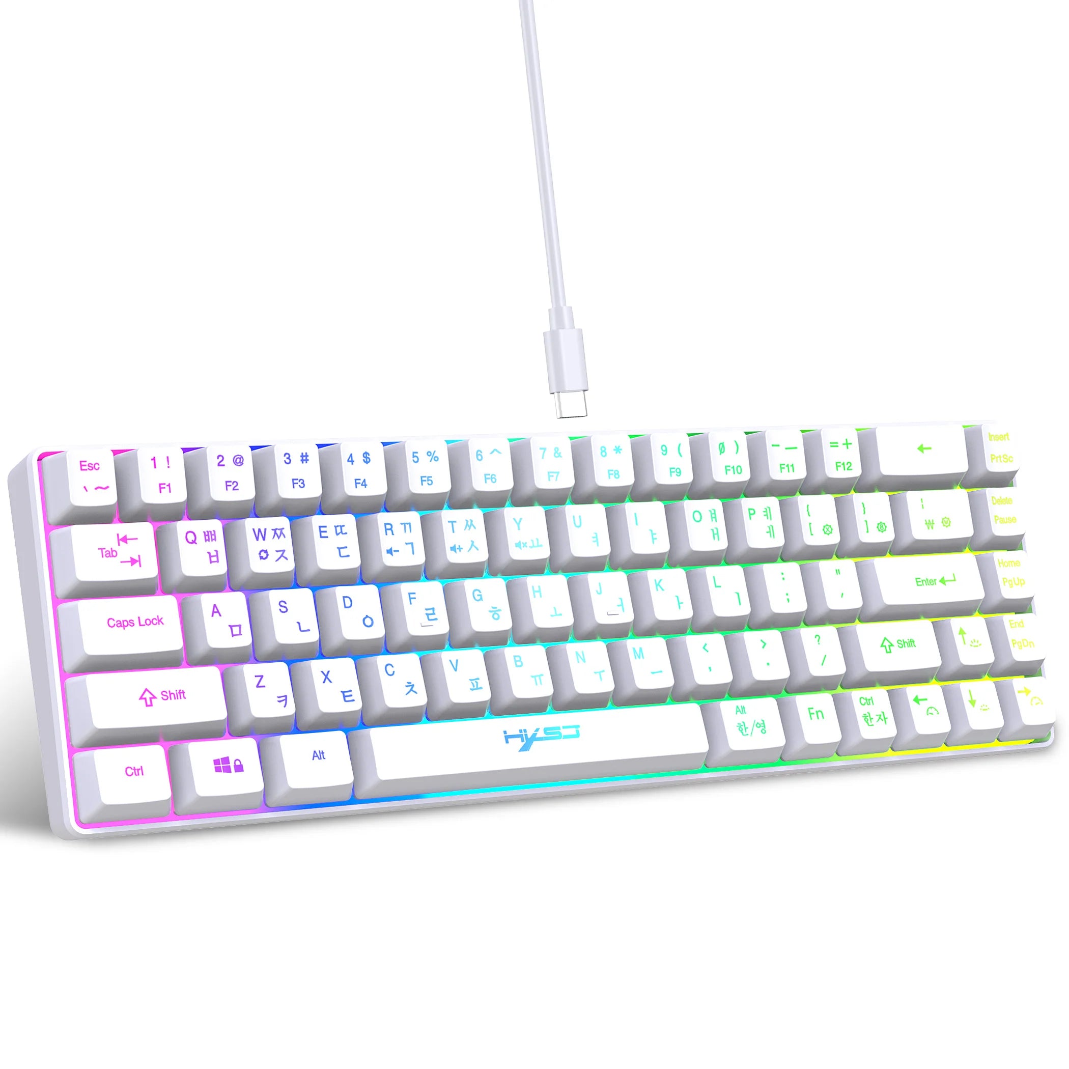 68 teclas teclado para jogos usb com fio portátil 20 rgb backlight espanhol coreano russo teclado para windows laptops computador