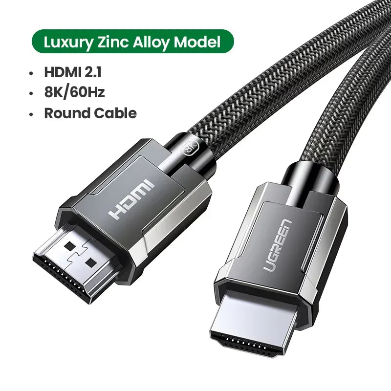 Cabo HDMI 2.1 2.0 UGREEN Ultra Alta Velocidade 4K 8K/60Hz 4K/120Hz para Xiaomi Mi Box PS5 Dolby Vision 48Gbps Compatível com HDMI