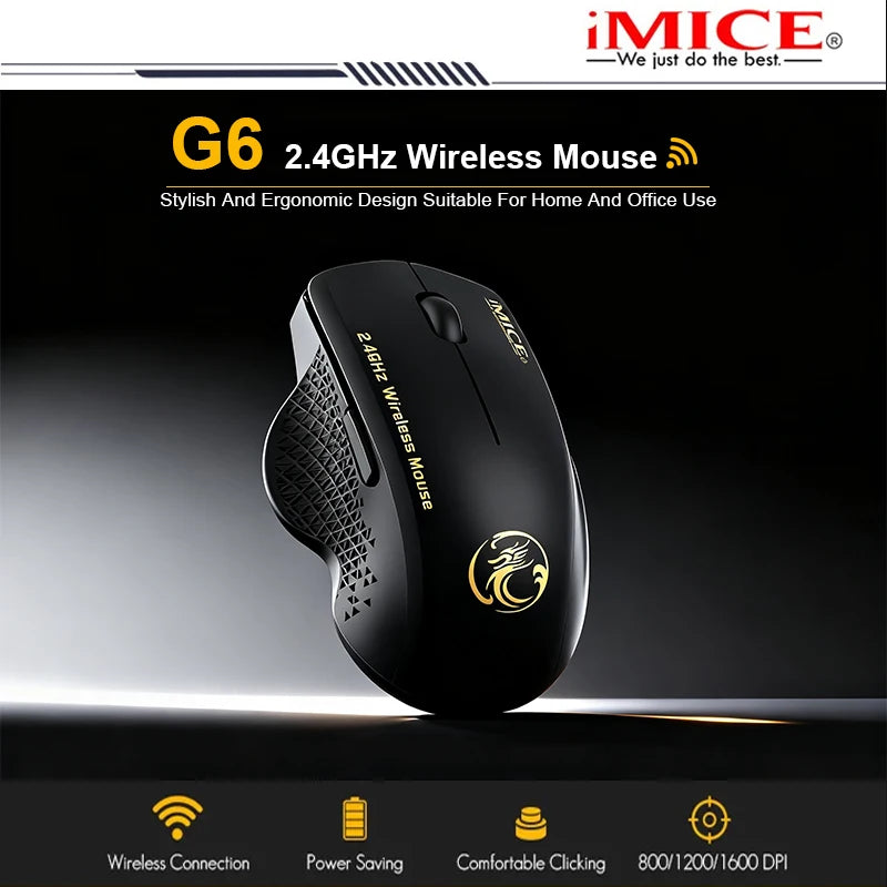 Imice mouse sem fio com receptor usb de 2.4ghz, mouse 1600dpi para computador, laptop, tablet, pc, macbook, mouse ergonômico para jogos