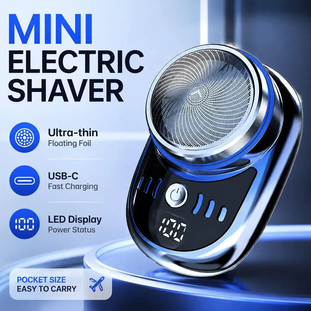 Barbeador Elétrico Masculino Lavável, Mini Aparador de Barba Compacto e Portátil, Ferramenta Recarregável para Aparar Barba