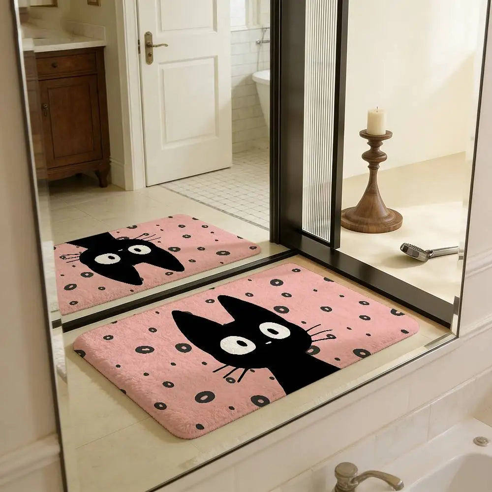 Tapetes de Quarto KiKi Jiji Retro com Múltiplas Opções para Sala de Estar e Cozinha, Tapete Antiderrapante de Boas-Vindas