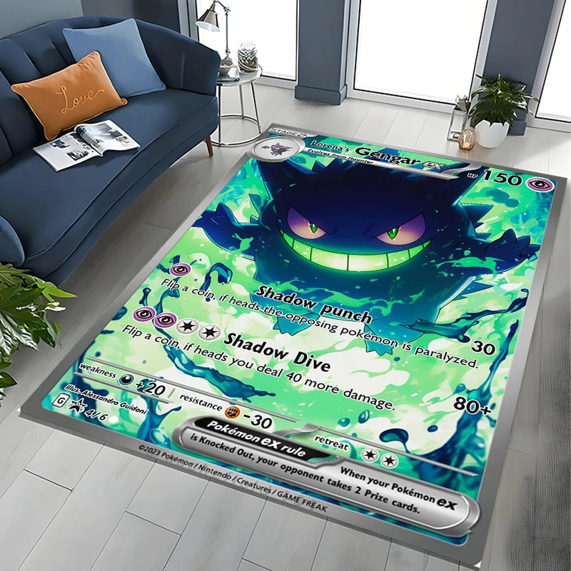 Tapete de Área Potdemiel Pokémon Gengar para Sala de Estar, Decoração de Casa, Tapete de Chão para Engatinhar Infantil e Tapete de Jogo para Sala de Estar