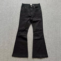 Jeans Masculino Retrô Americano Estilo High Street com Acabamento Artesanal de Cera Escovada, Lavado, Micro Flare, Cintura Mé...