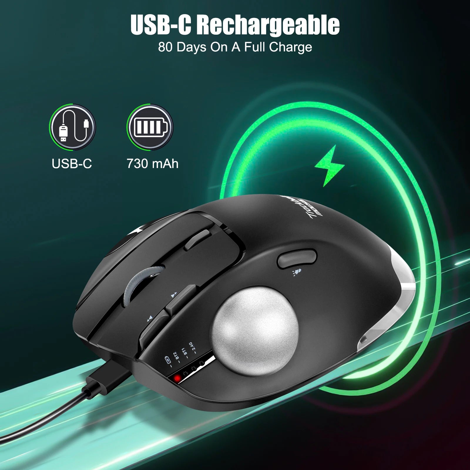 Lefon F33/F26C/F35B Trackball Mouse/Bluetooth Mouse Ergonômico 2.4G Ratos Rollerball Recarregáveis Sem Fio para PC Desenho de Escritório