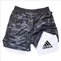 Shorts de compressão masculino verão ginásio fitness correndo treinamento esportes shorts dois-em-um malha respirável shorts de secagem rápida