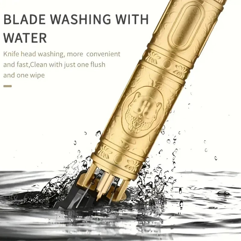 Aparador de cabelo de metal recarregável para homens, Carving Hair Clipper, Máquina de corte profissional do barbeiro