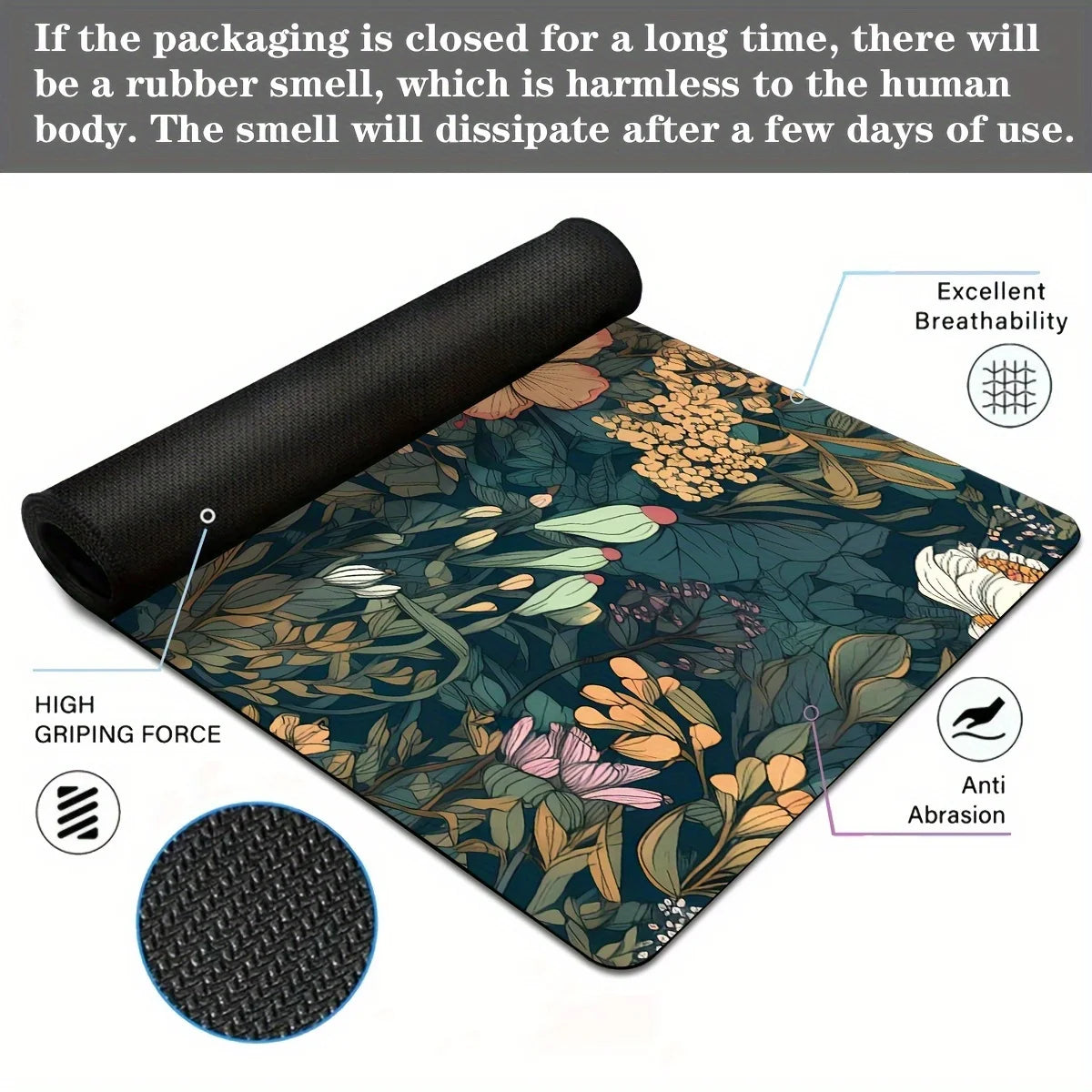 Lindas almofadas florais grande mouse pad para jogos com base de borracha antiderrapante design de costura precisa lavável e durável para uso em escritório