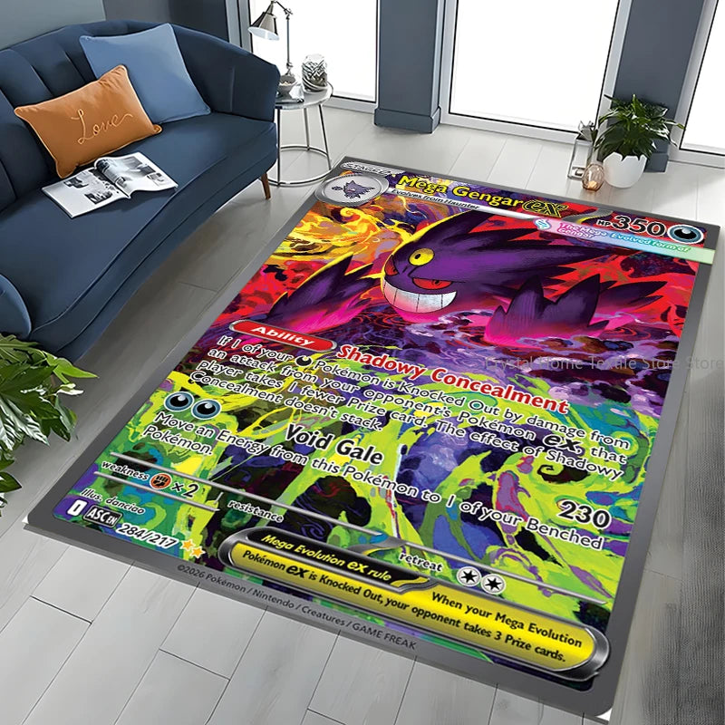 Tapete de Área Potdemiel Pokémon Gengar para Sala de Estar, Decoração de Casa, Tapete de Chão para Engatinhar Infantil e Tapete de Jogo para Sala de Estar