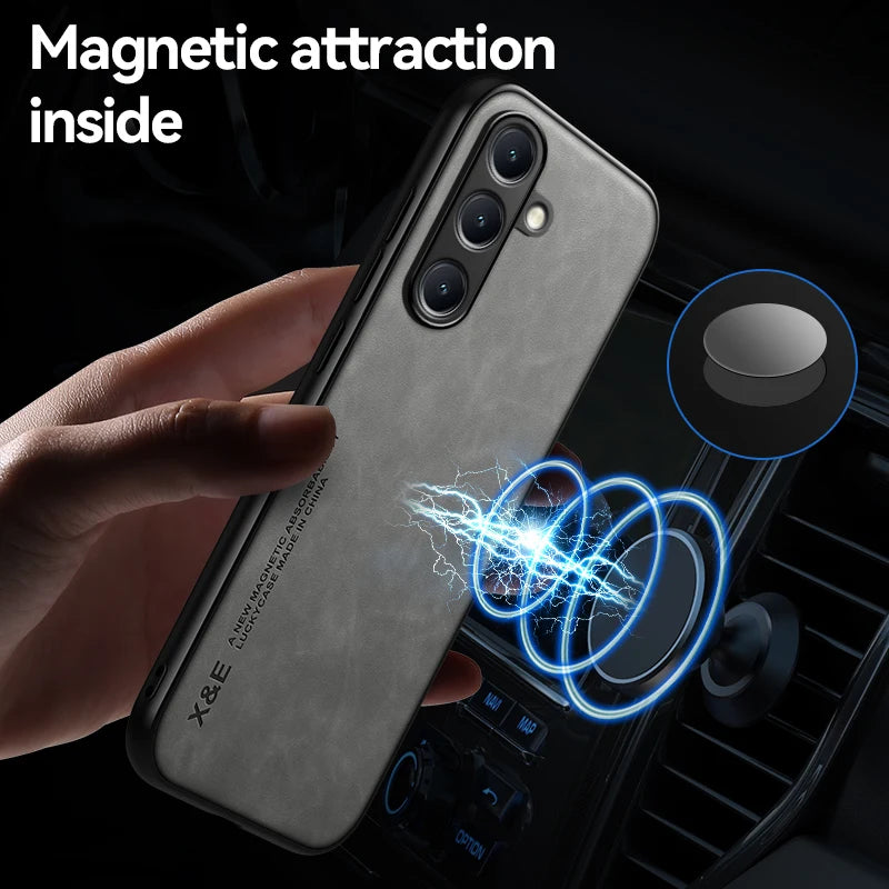 Capa de telefone ultrafina de couro de luxo para samsung galaxy s26 s25 s24 s23 s22 s21 ultra plus sensação de seda capa macia para suporte de carro
