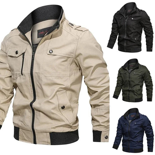 2023 novo piloto bombardeiro jaqueta casacos dos homens jaquetas de carga de algodão com bolsos com zíper retro casual jaqueta de trabalho roupas masculinas outwear