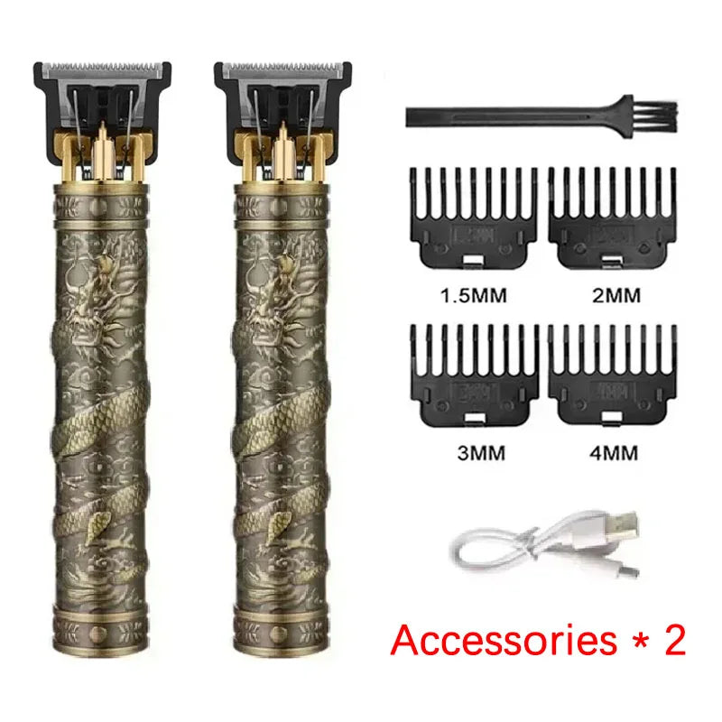 Máquina de Cortar Cabelo Vintage com Carregamento USB, Aparador Elétrico Portátil, Barbeador Profissional, Presente para Namorado