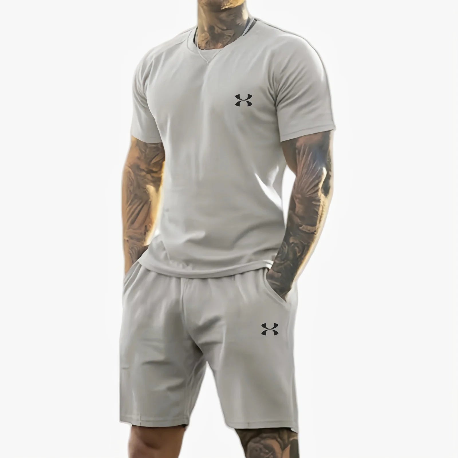 2025 verão novo masculino impresso camiseta de manga curta + shorts terno, roupas esportivas casuais, respirável ao ar livre casual camiseta masculina,