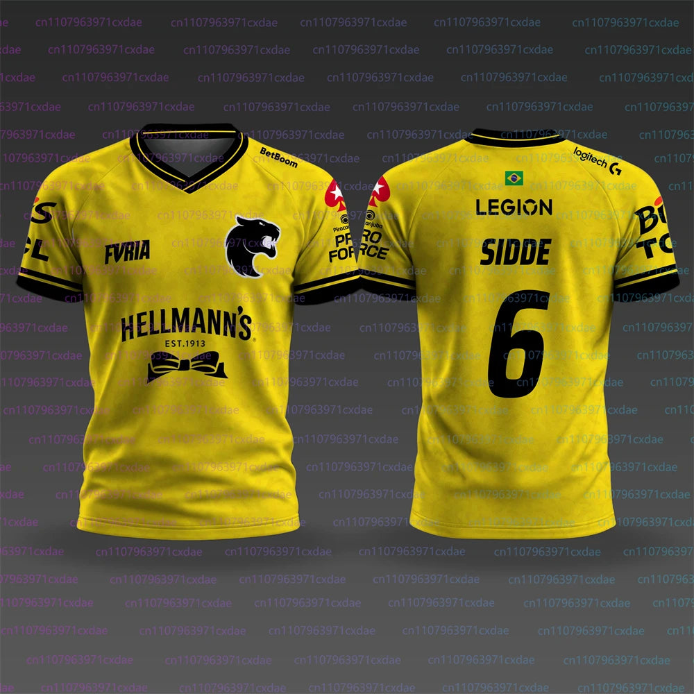 Camiseta Masculina de E-sports Popular 2026, Camisa de Treino Furia Team CS2, Uniforme Masculino com Estampa 3D, Camisetas de Manga Curta Fallen