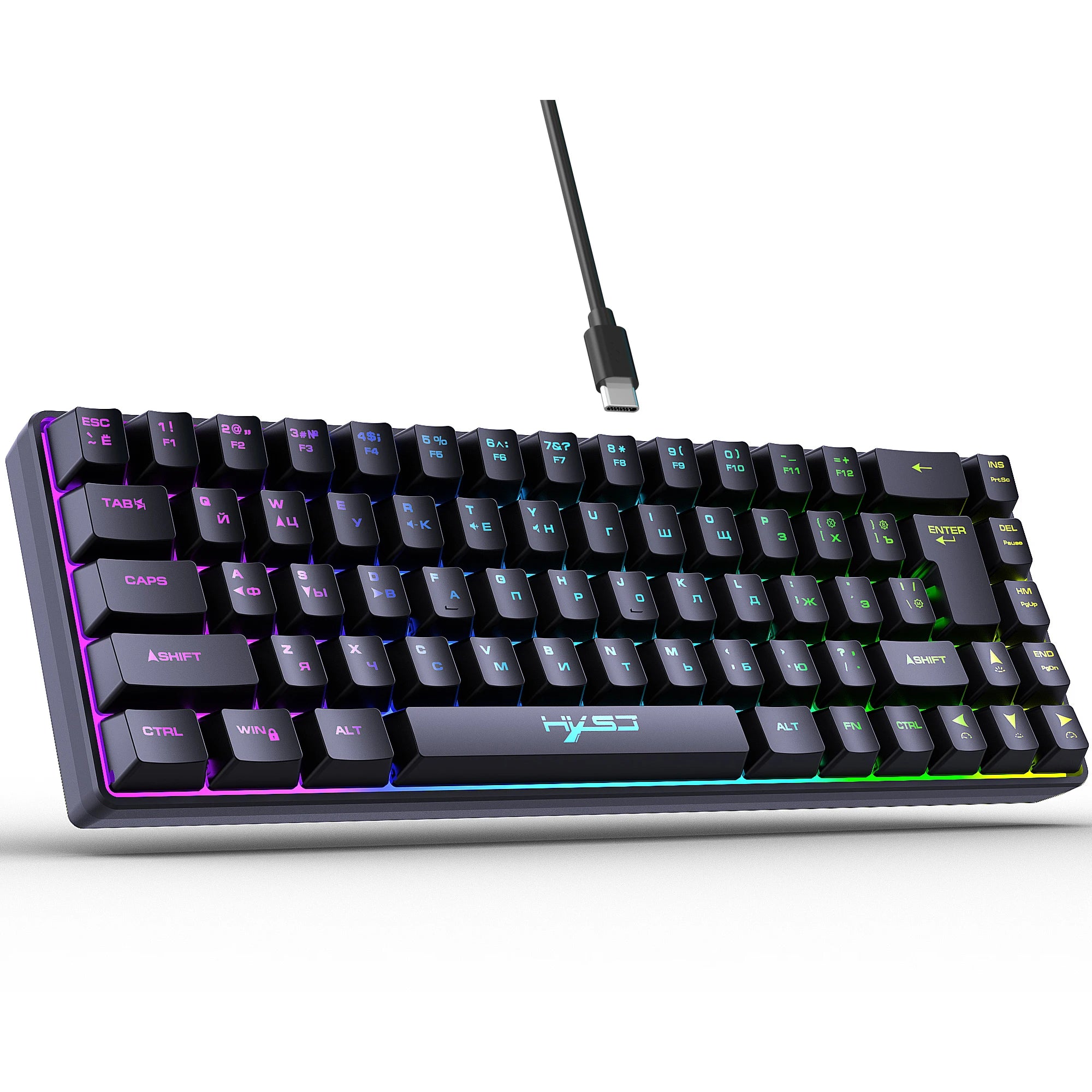 68 teclas teclado para jogos usb com fio portátil 20 rgb backlight espanhol coreano russo teclado para windows laptops computador