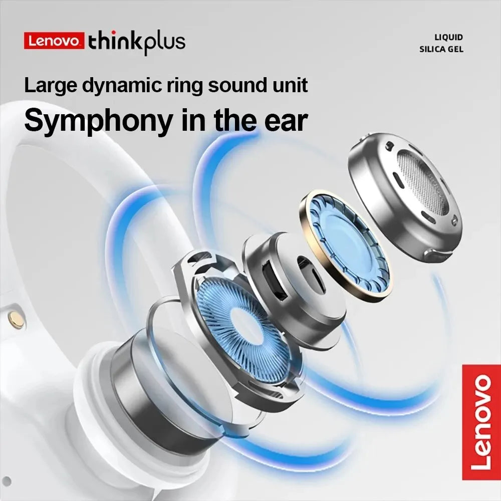 Lenovo-Fones de Ouvido Esportivos Sem Fio com Microfone, Controle de Botão, Display LED Power, Som Stereo Hifi, Bluetooth 5.3 TWS Headphones, LP75
