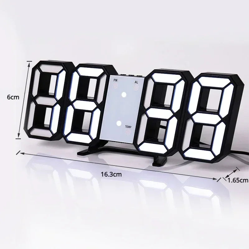Relógio de parede digital led para decoração de casa, 3d, brilho, modo noturno, ajustável, relógio eletrônico, relógios de decoração, jardim