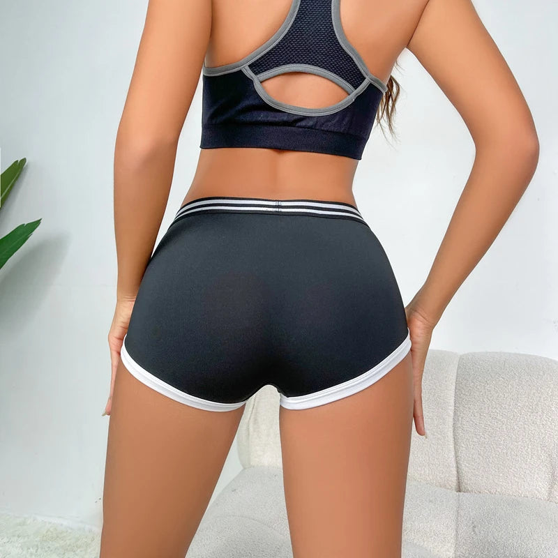 Moda feminina cintura alta bunda elevador esportes calças curtas de alta estiramento respirável yoga shorts fitness correndo calças atléticas