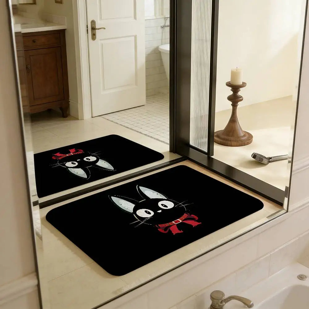 Tapetes de Quarto KiKi Jiji Retro com Múltiplas Opções para Sala de Estar e Cozinha, Tapete Antiderrapante de Boas-Vindas