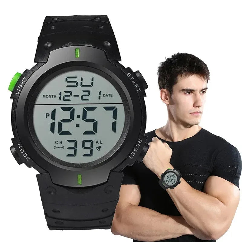 Esporte masculino led relógio digital multi-funcional borracha fitness atleta cronometragem relógio eletrônico reloj