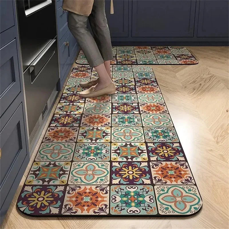 VIKAMA 1/2 peças Tapete Vintage para Cozinha, Sala de Estar, Quarto, Tapete de Corredor Antiderrapante, Capacho de Entrada, Decoração para Casa