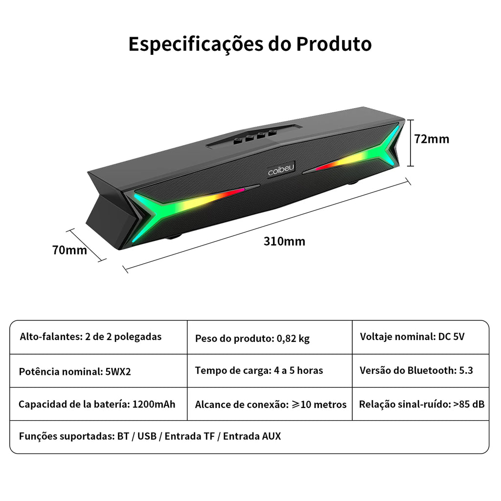 Caixa de som， Caixa som Bluetooth， Caixa de som Bluetooth Portátil， Caixa de som Para Pc， Soundbar， Caixa de som Bluetooth