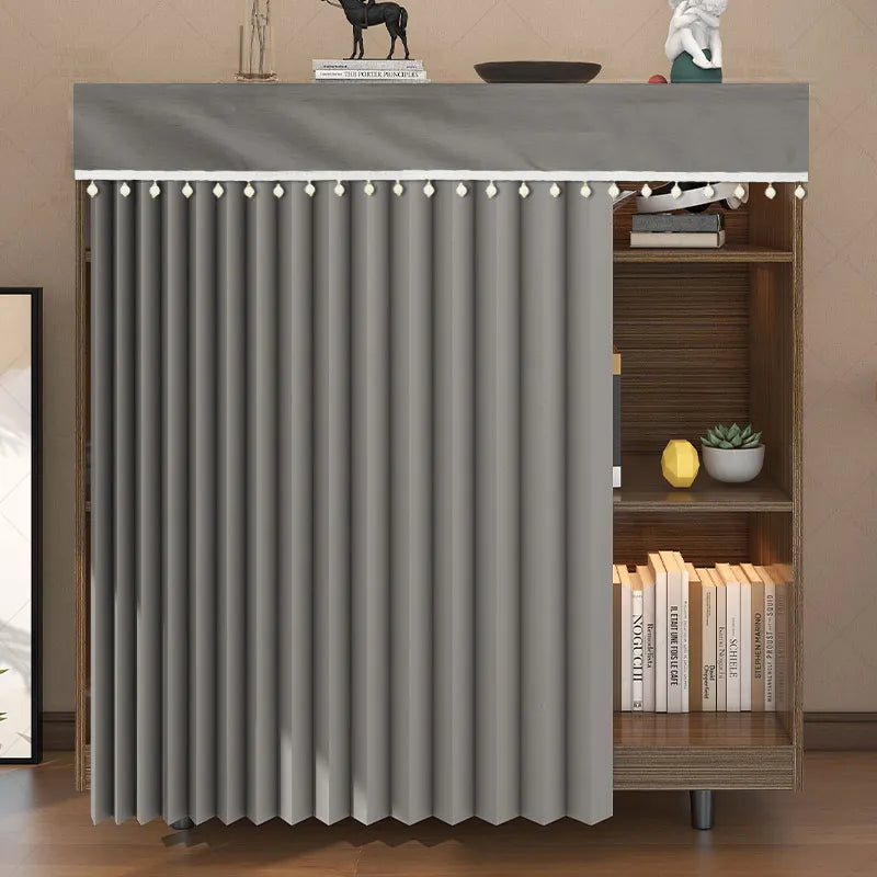Armário de cozinha cortina casa punch-livre cortina blackout sapato armário dobrável guarda-roupa estante à prova de poeira pano capa