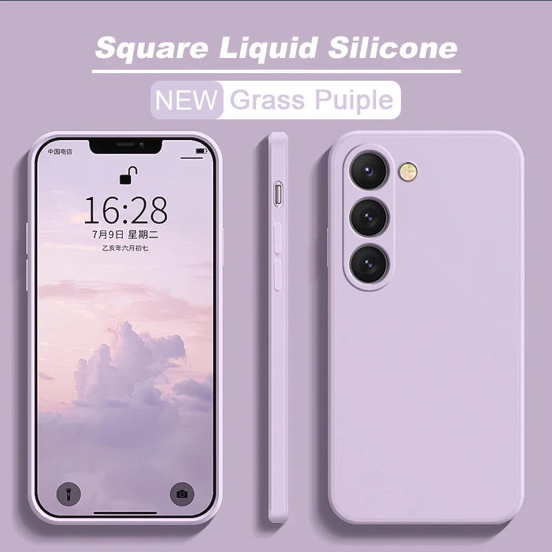 Capa de Silicone Líquido Quadrada para Samsung Galaxy S26 S25 S24 S23 S22 Ultra Plus S26Ultra - capinha Protetora Macia