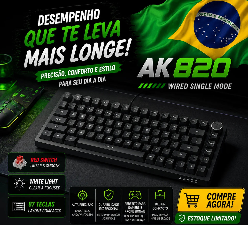 Teclado Mecânico Sem Fio AJAZZ AK820/Pro Bluetooth 5.1 2.4G USB-C Com Fio Hot Swappable RGB para Jogos com Montagem Gasket