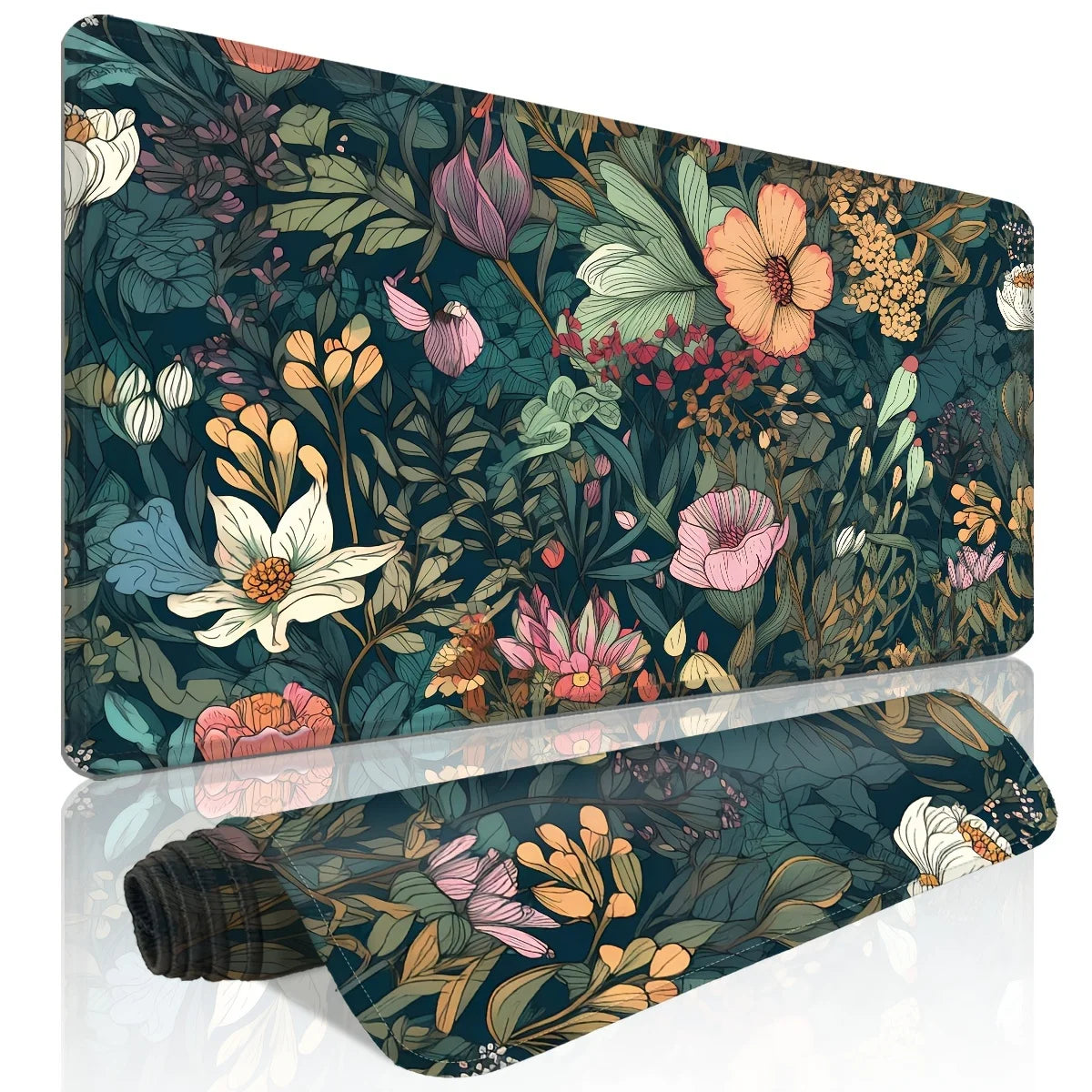 Lindas almofadas florais grande mouse pad para jogos com base de borracha antiderrapante design de costura precisa lavável e durável para uso em escritório