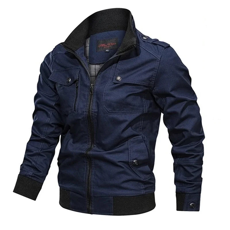 2023 novo piloto bombardeiro jaqueta casacos dos homens jaquetas de carga de algodão com bolsos com zíper retro casual jaqueta de trabalho roupas masculinas outwear