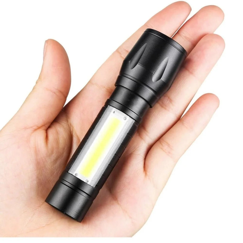 Lanterna LED Recarregável USB Mini Pequena com Luz COB, Lanterna Portátil de Bolso e Chaveiro