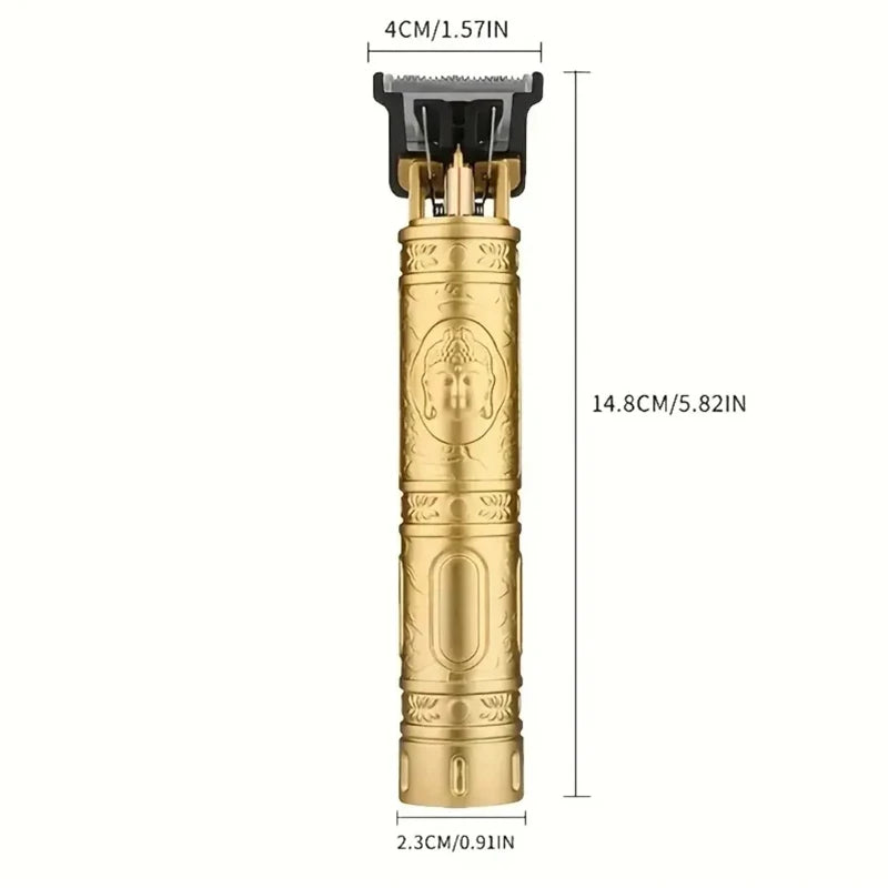 Aparador de cabelo de metal recarregável para homens, Carving Hair Clipper, Máquina de corte profissional do barbeiro