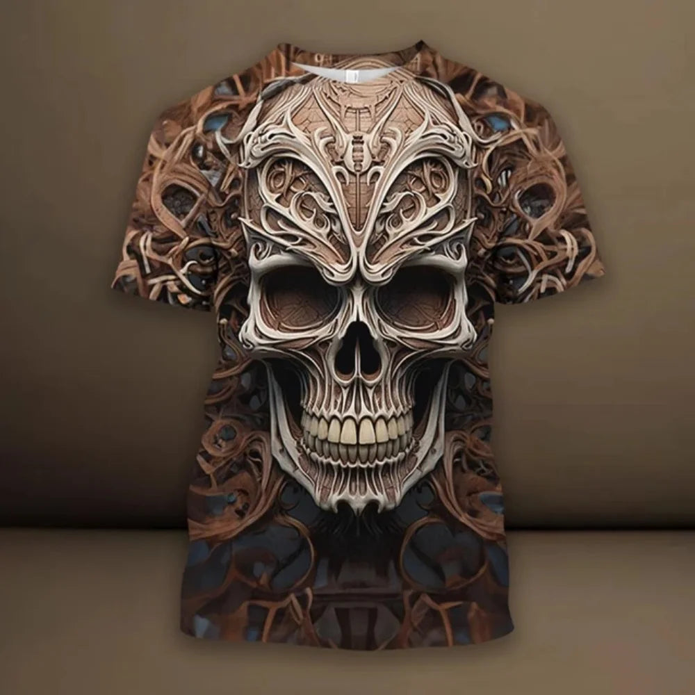 2024 verão nova camiseta masculina harajuku aranha crânio 3d impresso camiseta roupas masculinas moda punk t casual street wear camiseta