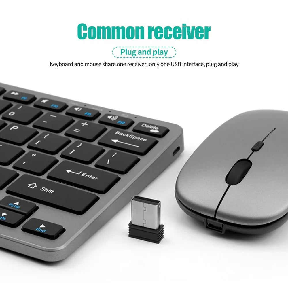 Conjunto de teclado e mouse sem fio 2.4g, bluetooth 5.0, combo de teclado e mouse, 2 modos, mini teclado e mouse para laptop, acessórios para pc