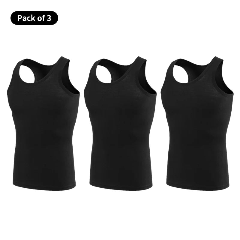 1/3 peça masculina quatro temporada cor sólida plus size colete confortável puro algodão juventude esportes e fitness topo base de meia-idade t