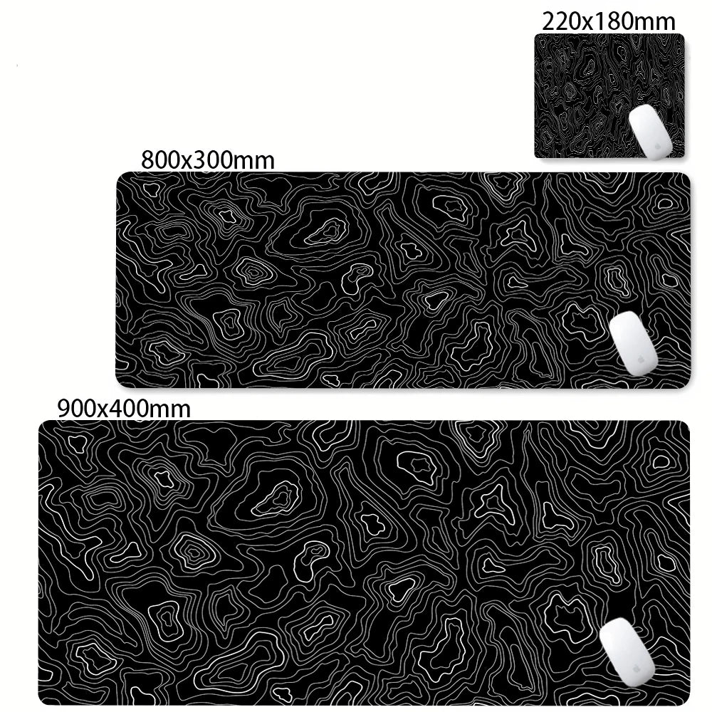 Xxl tapete de mesa preto e branco strata líquido mousepad grande abstrato mouse pad jogos deskmat com lockedge escritório antiderrapante tapete