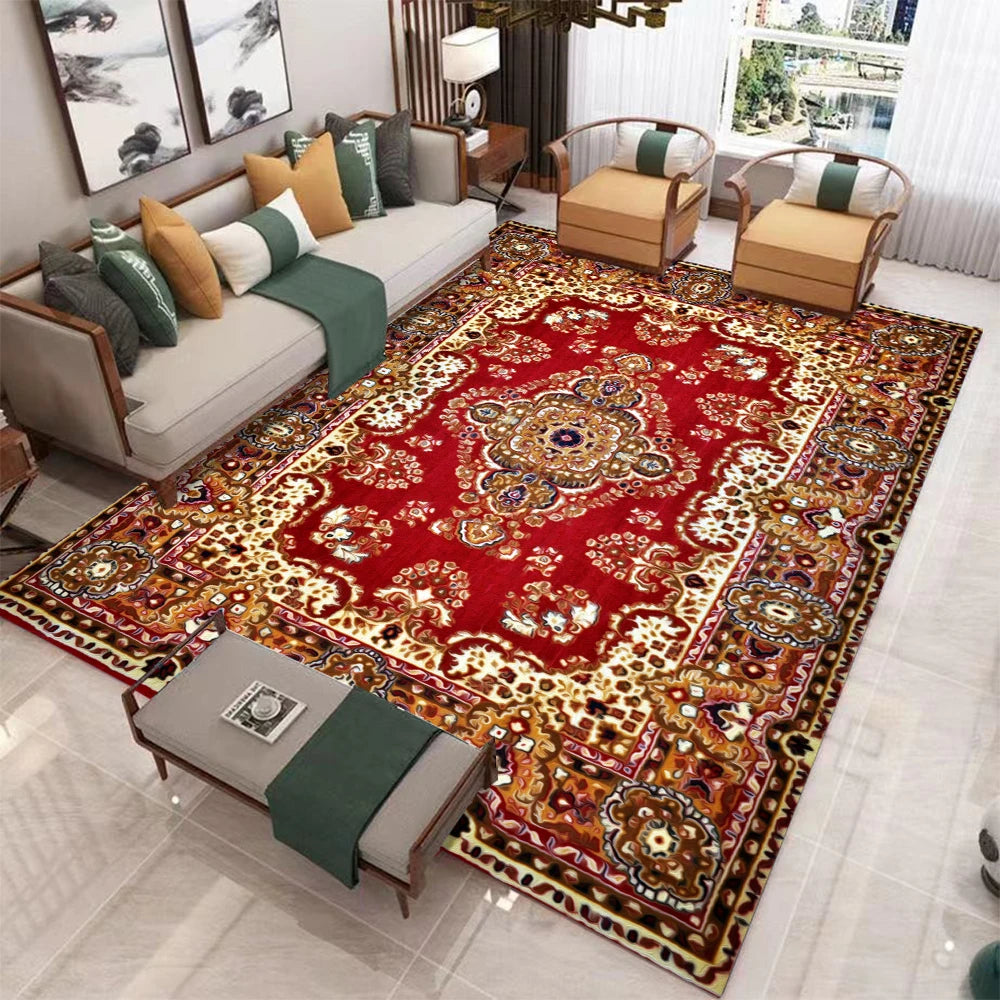 Europeu retro grande tapete para sala de estar decoração de luxo antiderrapante quarto vestiário lavável tapete macio