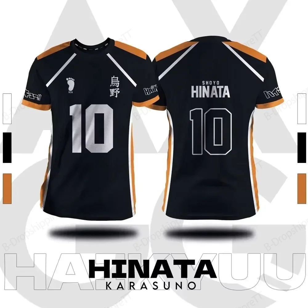 Camisa xadrez japonesa Haikyuu Fox Valley, anime impresso em 3D para homens e mulheres, camiseta esportiva de manga curta da moda de tamanho grande
