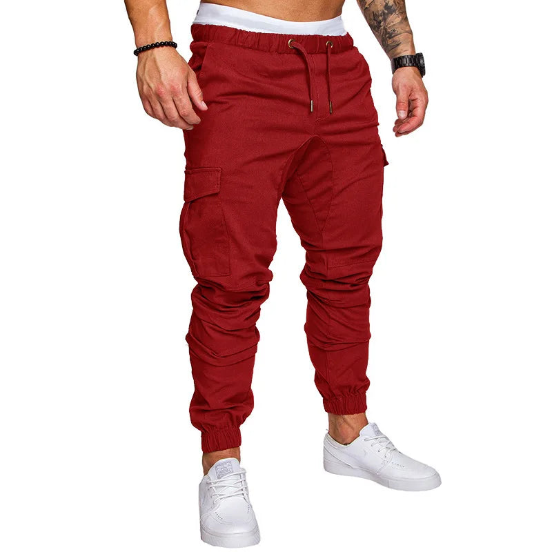 Calças masculinas finas moda casual jogger calças 2020 streetwear calças de carga multi-bolsos calças de fitness ginásios moletom dos homens