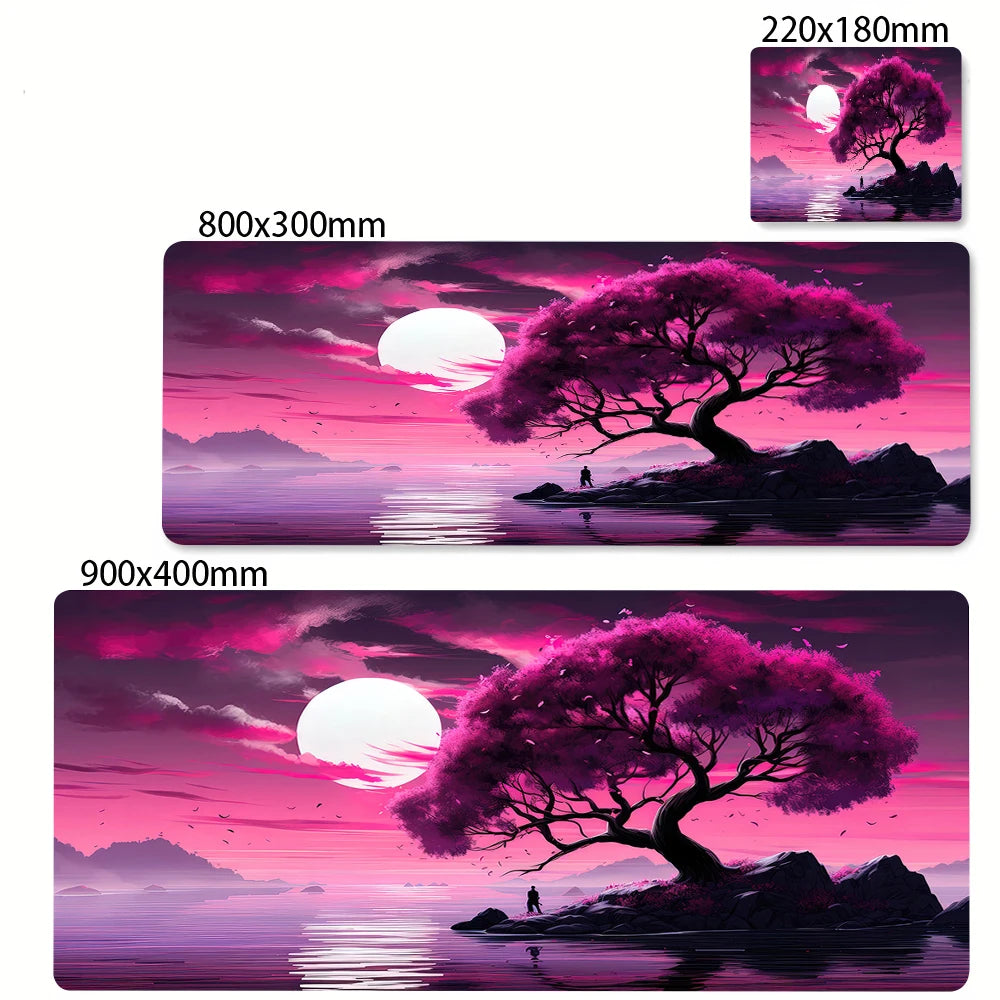 Mouse pad paisagem sakura grande deskmat portátil acessórios do computador mousepad tapetes de borracha anti deslizamento mousepad kawaii playmat