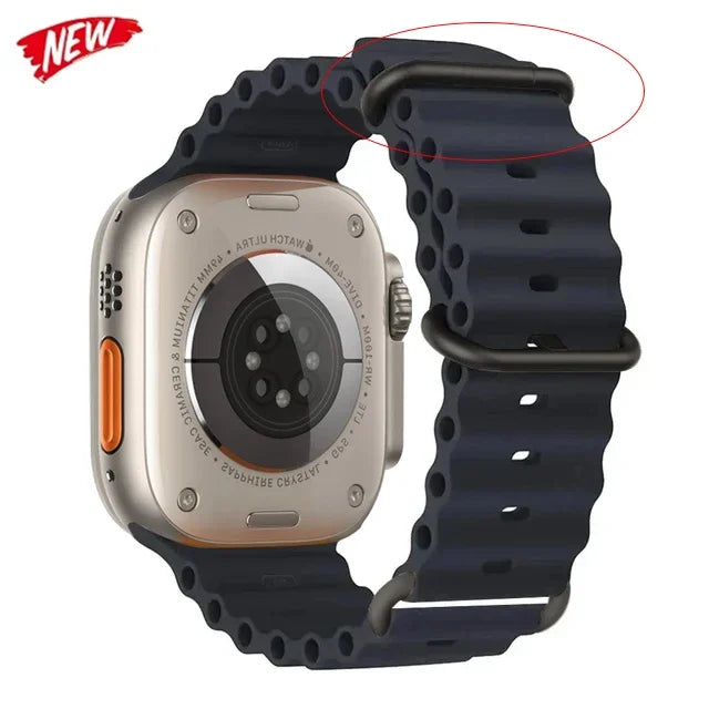 Pulseira oceano para apple watch ultra 2 band 49mm 10 9 8 7 45mm 41mm pulseira de silicone iwatch 6 5 4 3 se 44mm 40 42mm banda