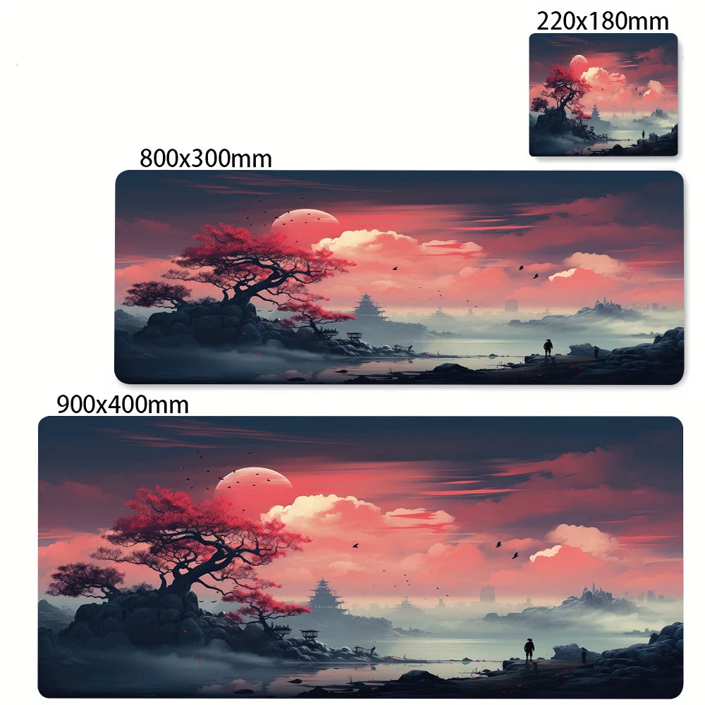 Mouse pad paisagem sakura grande deskmat portátil acessórios do computador mousepad tapetes de borracha anti deslizamento mousepad kawaii playmat