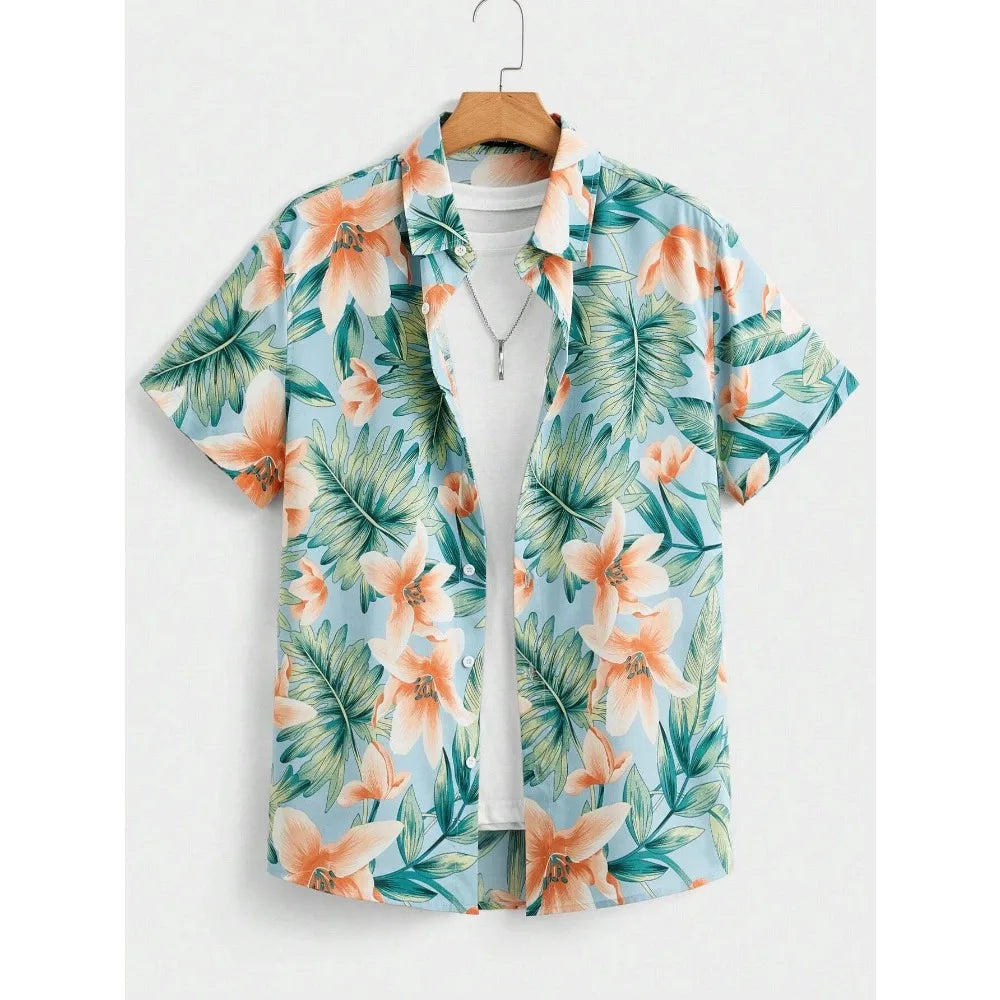 Camisa havaiana homem impressão casual fina praia magro moda camisa de alta qualidade luxo preto social vintage engraçado roupas grandes dimensões