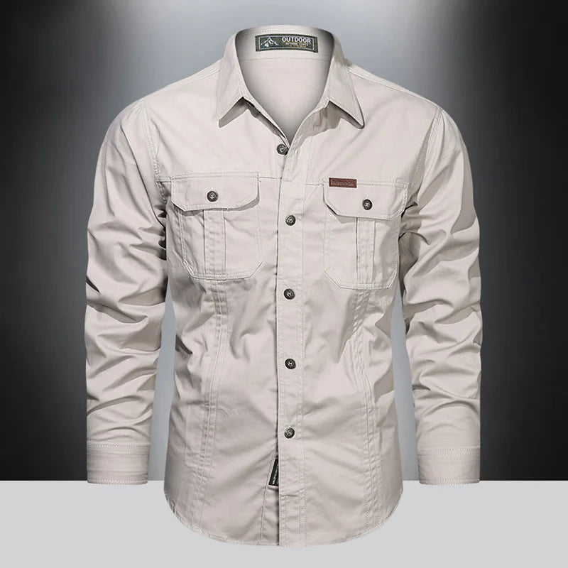 2023 camisa de carga dos homens manga longa camisas casuais algodão alta qualidade camisa militar overshirt roupas marca blusas pretas 5xl