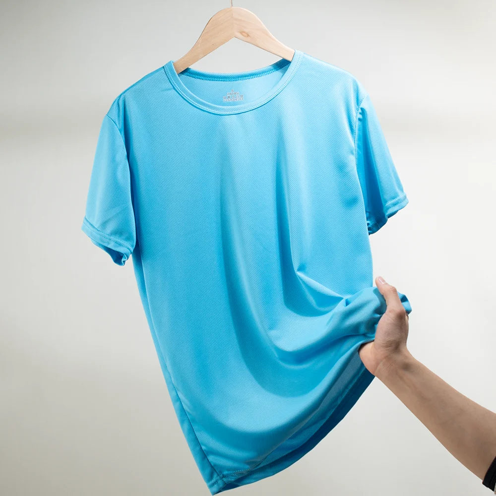 Multicolorido secagem rápida manga curta esporte t camisa ginásio camisas de fitness treinador correndo camiseta masculina respirável roupas esportivas